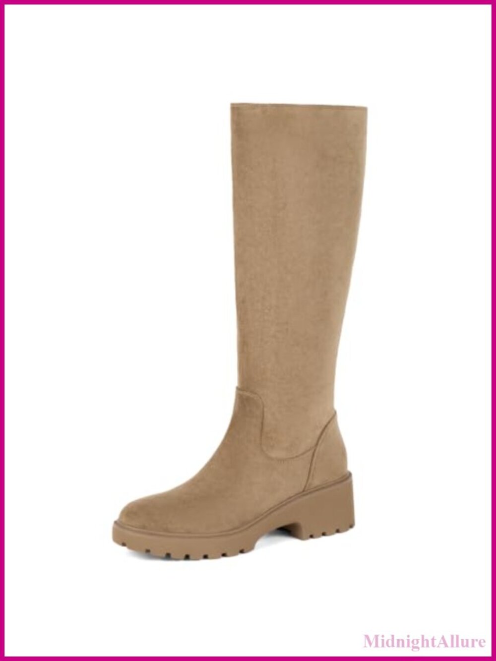 Faux Suede Knee-High Wedge Boots Round Toe Platform Tall Boots